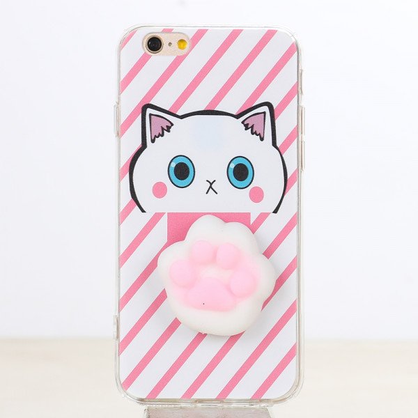 Wholesale iPhone 7 3D Poke Squishy Plush Silicone Soft Case (Paw)